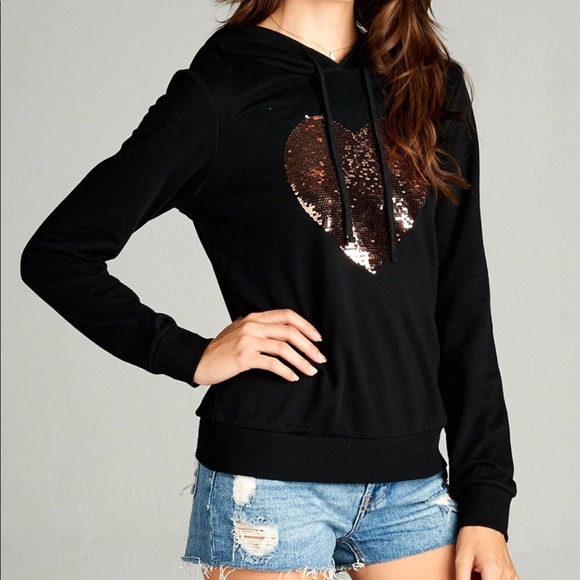 Sequin Heart Hoodie - Picture 3 of 5